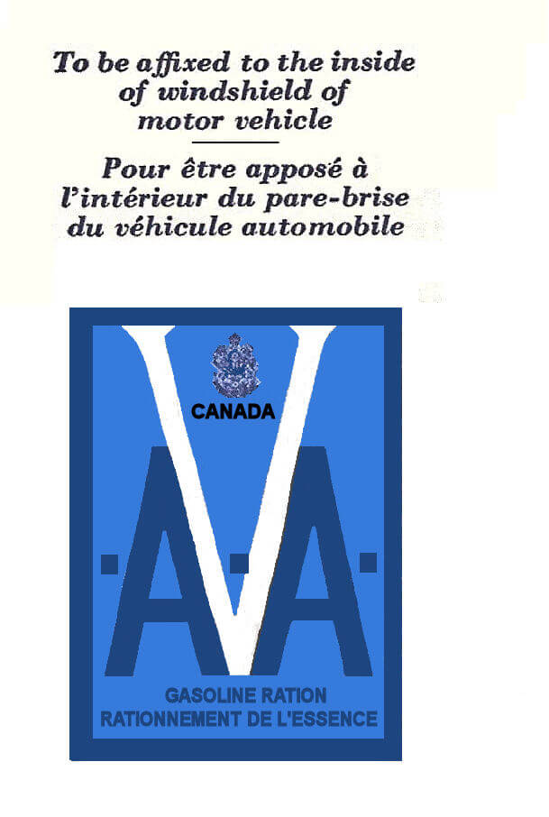 1943-44AA Gas Ration Sticker CANADA